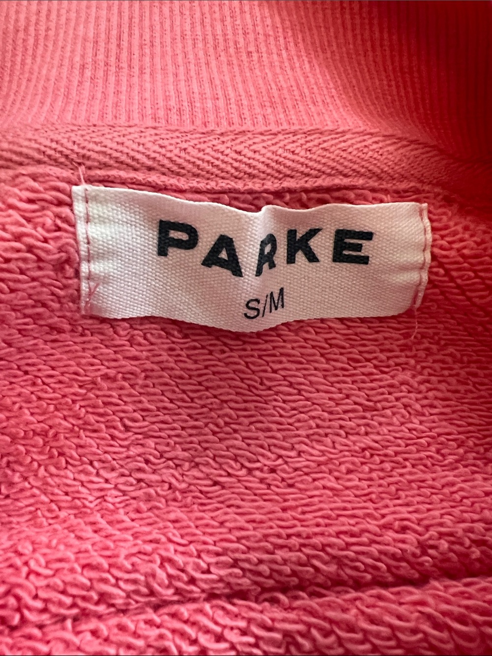PARKE Bloom Pink Varsity Heritage Mockneck Sweatshirt Size S/M New In Bag NWT - Picture 7 of 11